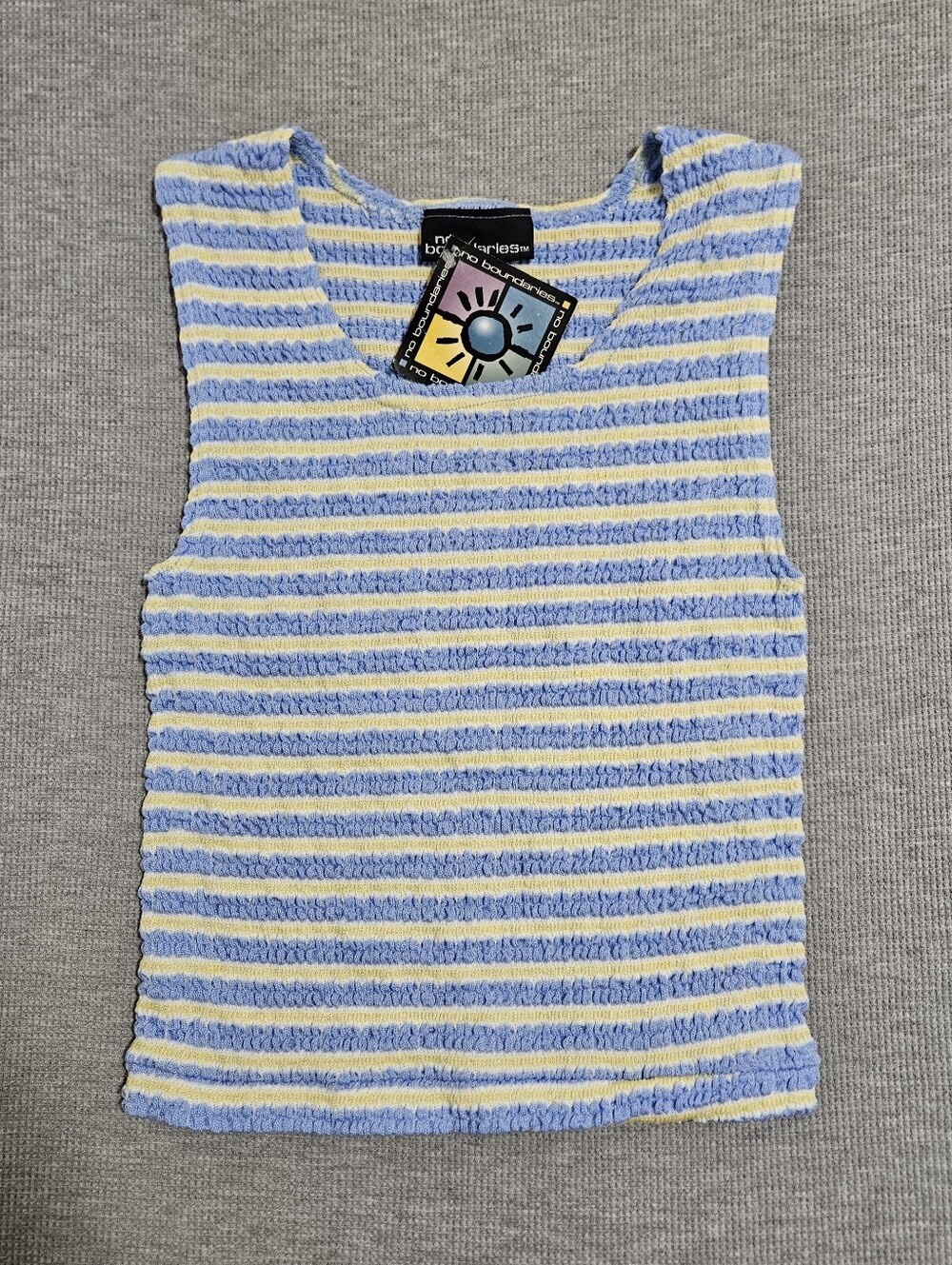 No Boundaries blue & yellow striped tank top Size XL dead stock from 02 nwt
